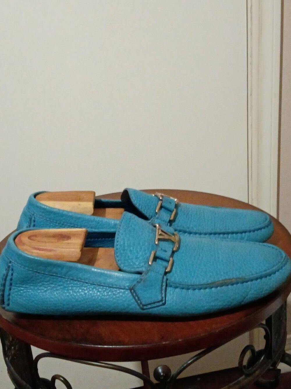 Men's Louis Vuitton Blue Monte Carlo Driving Loafers Shoes Sz 8.5 Good Condition
